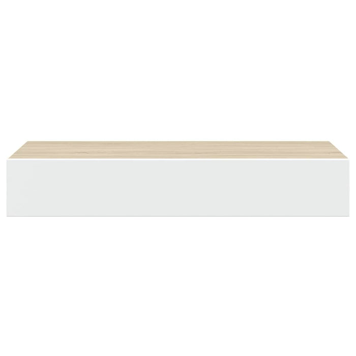 Raft de perete pentru sertare, stejar și alb, 60x23,5x10cm, MDF WALTI