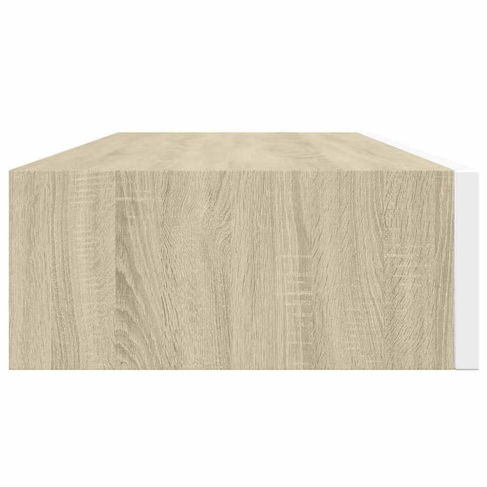 Raft de perete pentru sertare, stejar și alb, 60x23,5x10cm, MDF WALTI