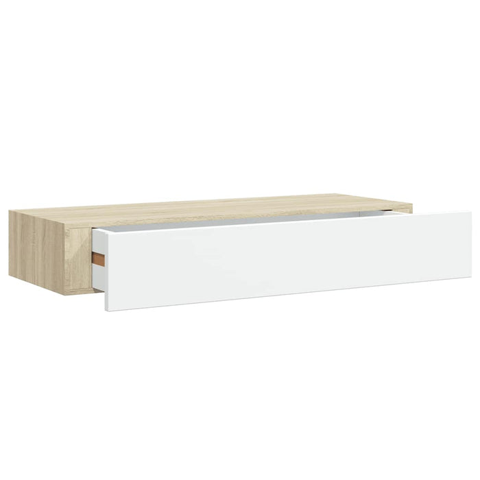 Rafturi de perete pentru sertare, 2 buc., stejar și alb, 60x23,5x10cm, MDF WALTI
