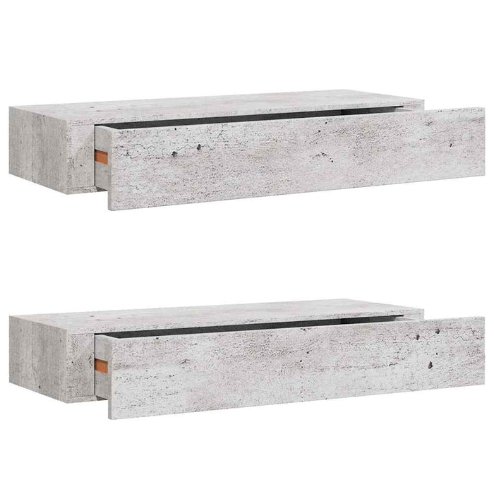 Dulapuri de perete cu sertar 2 buc. gri beton 60x23,5x10 cm MDF - WALTI WALTI