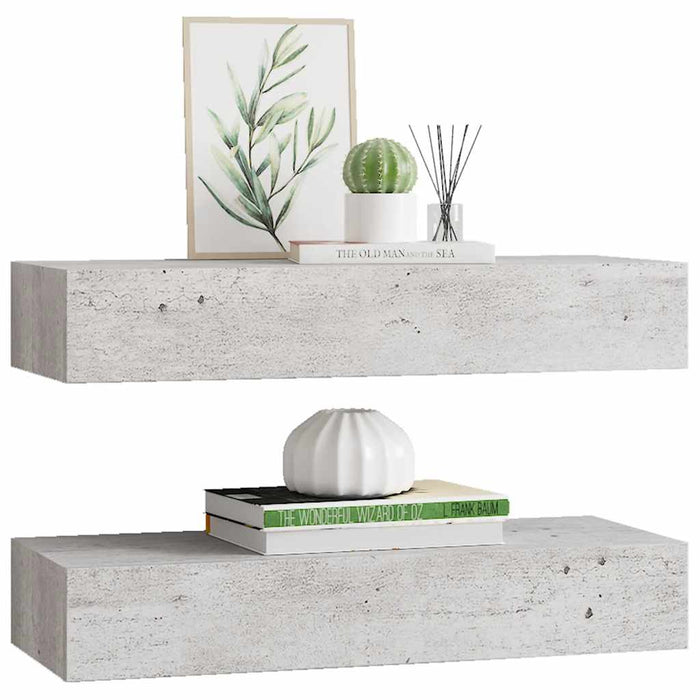 Dulapuri de perete cu sertar 2 buc. gri beton 60x23,5x10 cm MDF - WALTI WALTI