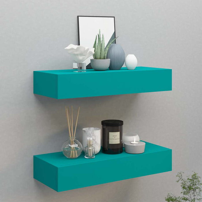 Dulapuri de perete cu sertare 2 buc. albastru 60x23,5x10 cm MDF WALTI