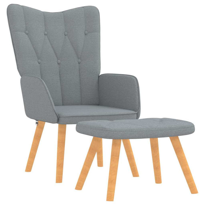 Scaun de relaxare cu taburet, gri deschis, material textil - WALTI WALTI