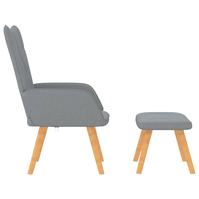 Scaun de relaxare cu taburet, gri deschis, material textil - WALTI WALTI