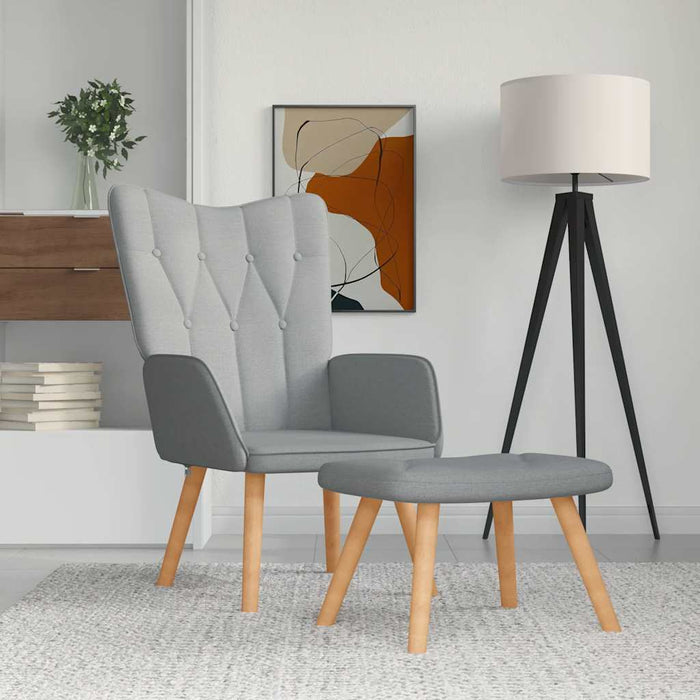 Scaun de relaxare cu taburet, gri deschis, material textil - WALTI WALTI