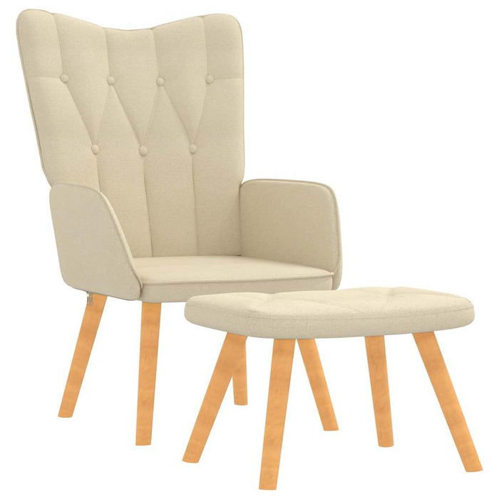 Scaun de relaxare cu taburet, crem, material textil - WALTI WALTI