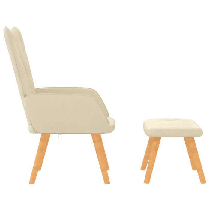 Scaun de relaxare cu taburet, crem, material textil - WALTI WALTI