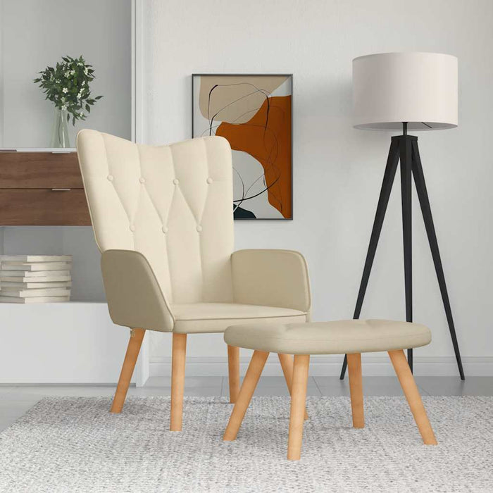 Scaun de relaxare cu taburet, crem, material textil - WALTI WALTI