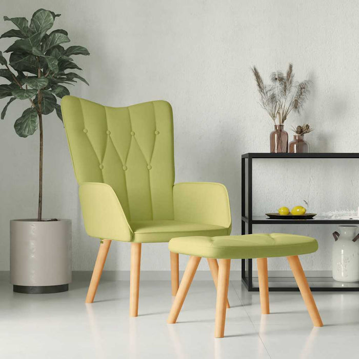 Scaun de relaxare cu taburet, verde, textil WALTI