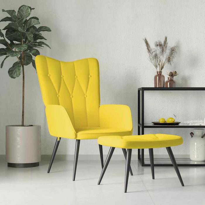 Scaun relaxare cu taburet, galben muștar, textil WALTI
