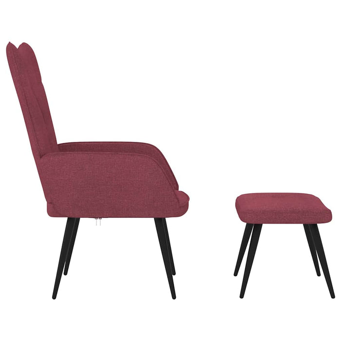 Scaun de relaxare cu taburet, roșu vin, textil WALTI