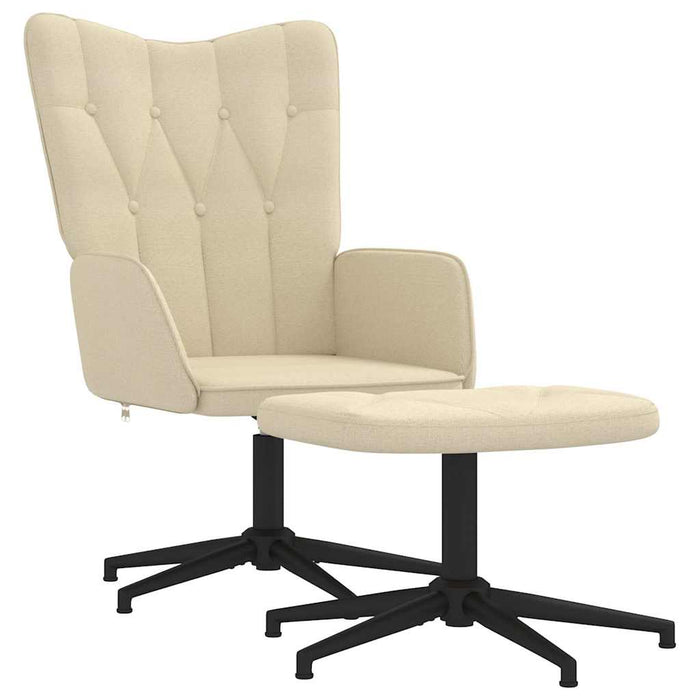 Scaun de relaxare cu taburet, crem, textil WALTI