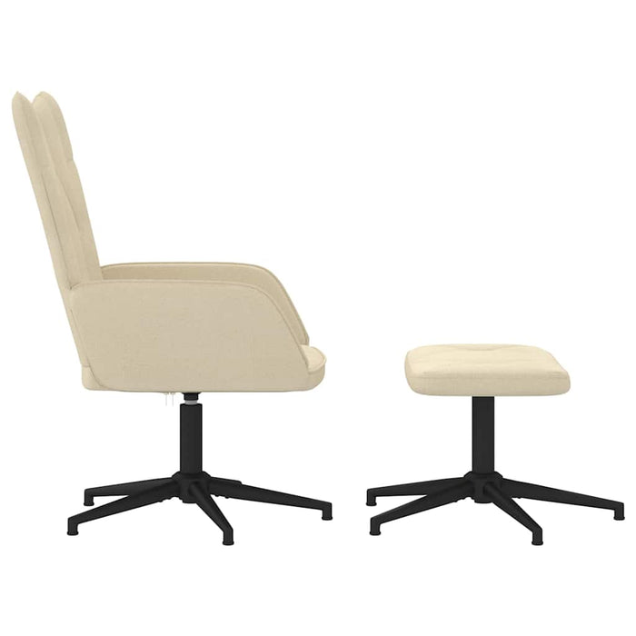 Scaun de relaxare cu taburet, crem, textil WALTI