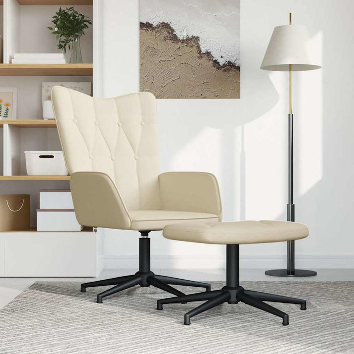 Scaun de relaxare cu taburet, crem, textil WALTI