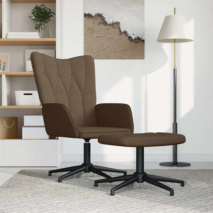 Scaun de relaxare cu taburet, maro, textil WALTI