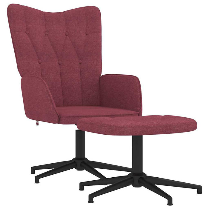 Scaun de relaxare cu taburet, roșu vin, textil WALTI