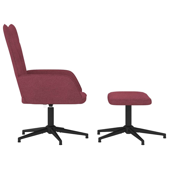 Scaun de relaxare cu taburet, roșu vin, textil WALTI