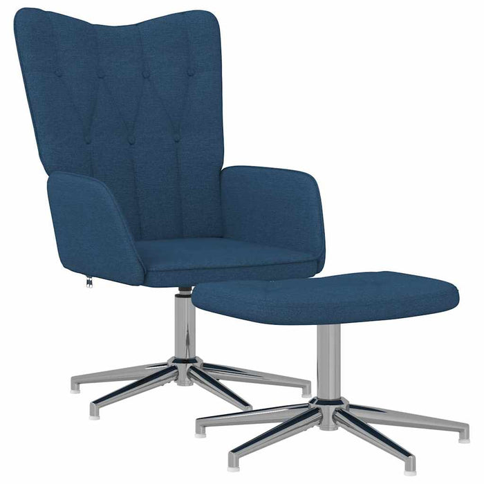 Scaun de relaxare cu taburet, albastru, textil WALTI