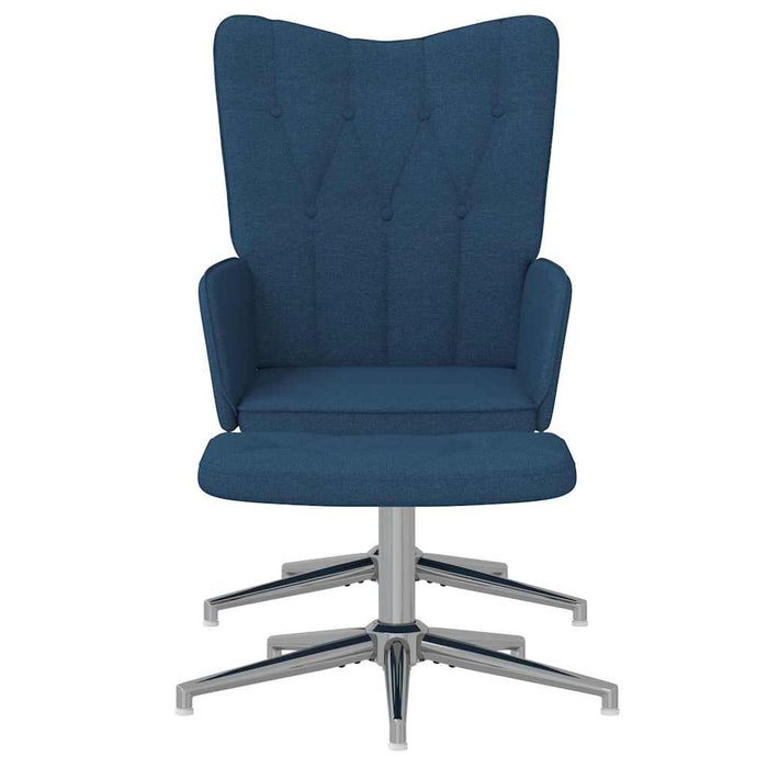 Scaun de relaxare cu taburet, albastru, textil WALTI