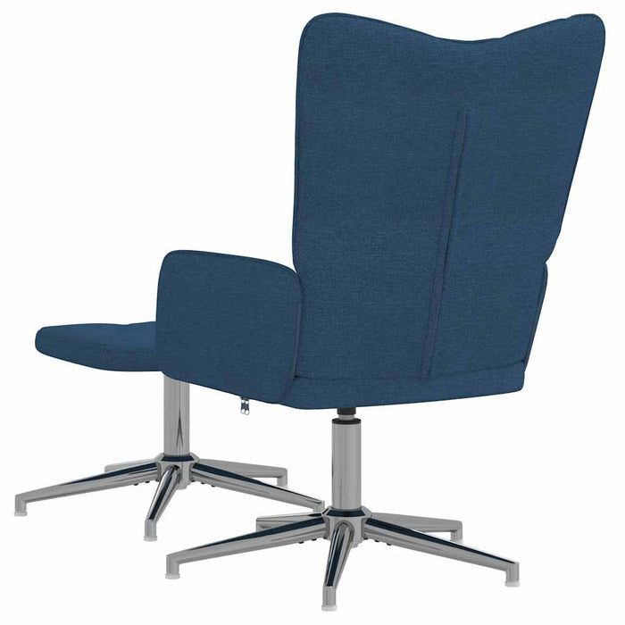 Scaun de relaxare cu taburet, albastru, textil WALTI