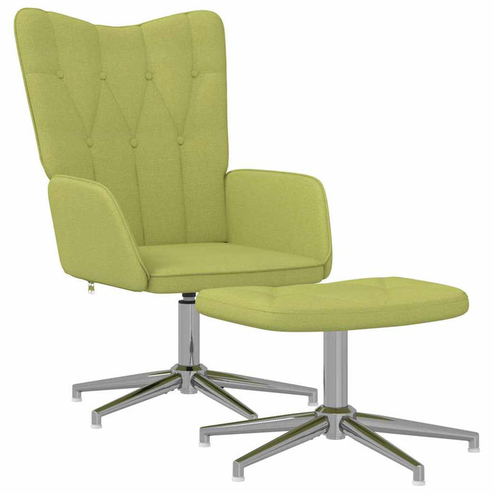 Scaun de relaxare cu taburet, verde, textil WALTI