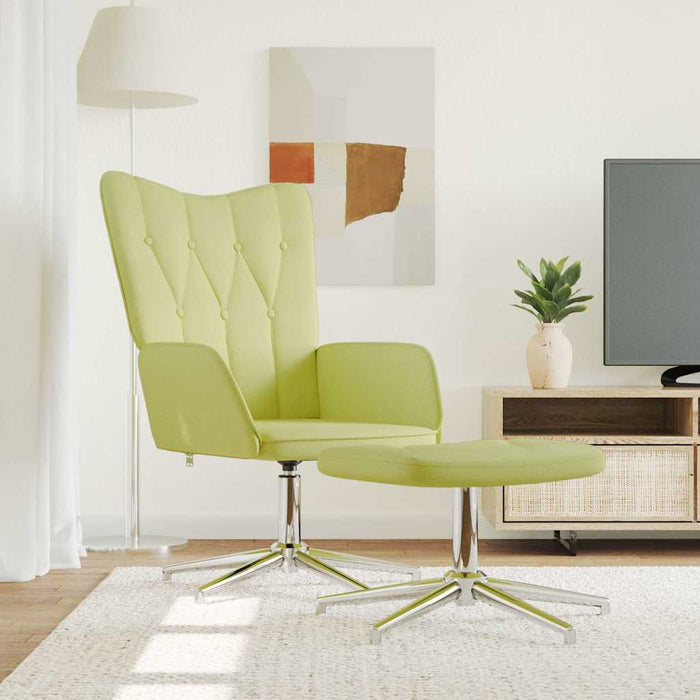 Scaun de relaxare cu taburet, verde, textil WALTI