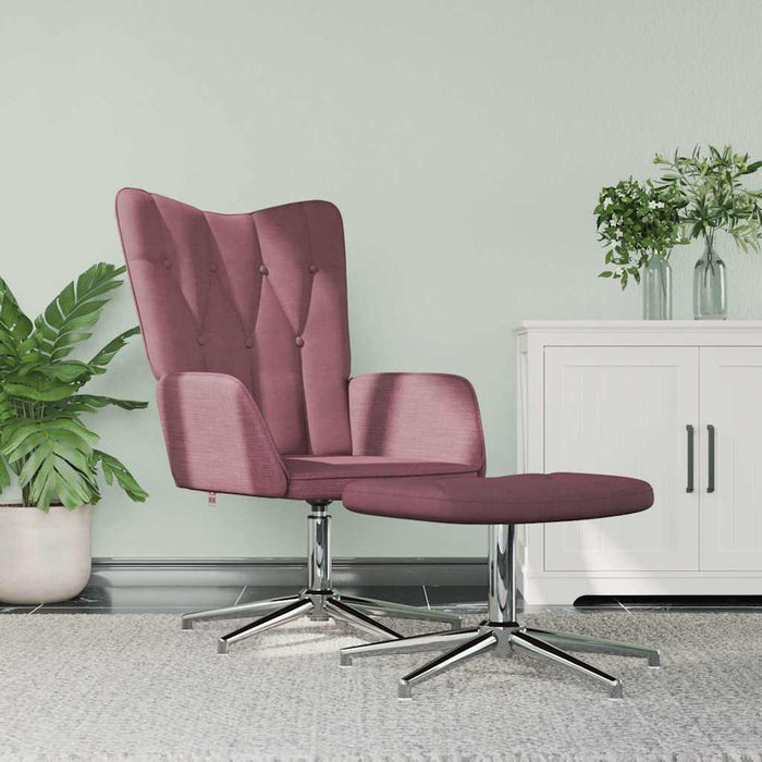 Scaun de relaxare cu taburet, violet, textil WALTI