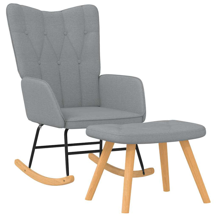 Scaun balansoar cu taburet, gri deschis, textil - WALTI WALTI
