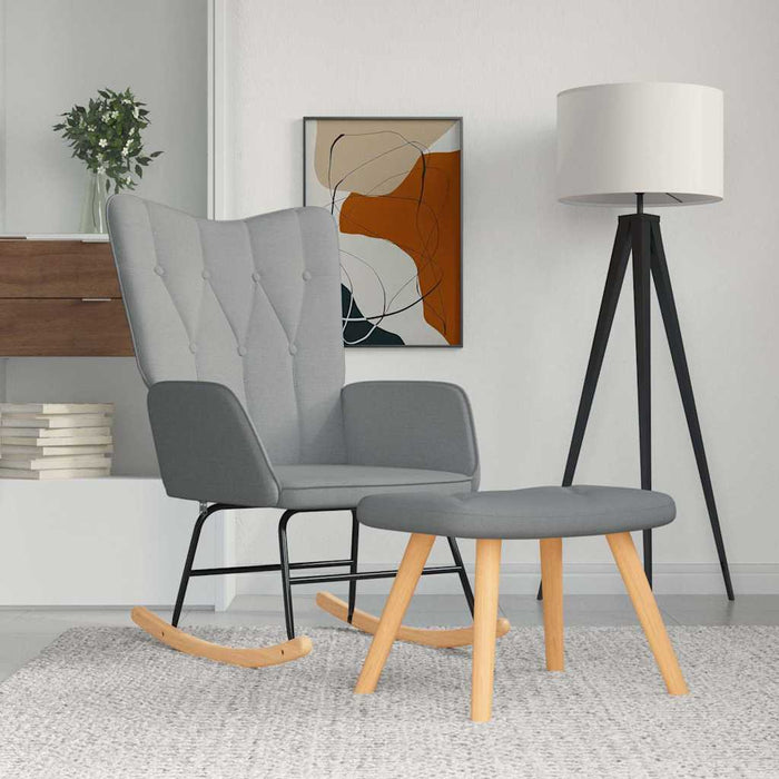Scaun balansoar cu taburet, gri deschis, textil - WALTI WALTI
