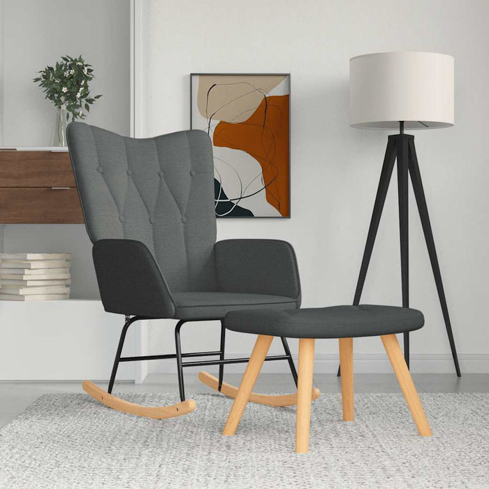 Scaun balansoar cu taburet, gri închis, textil - WALTI WALTI