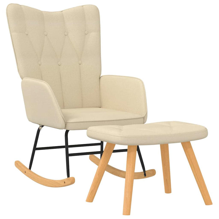 Scaun balansoar cu taburet, crem, textil - WALTI WALTI