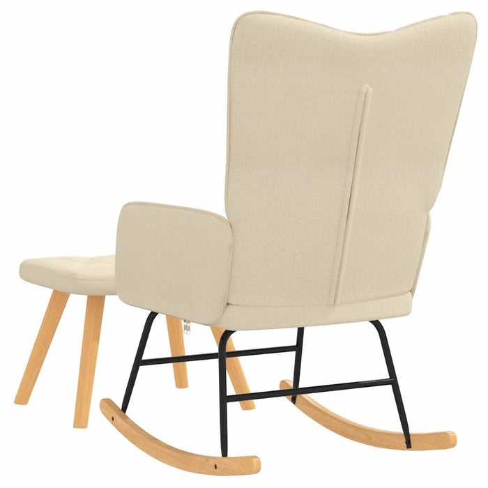 Scaun balansoar cu taburet, crem, textil - WALTI WALTI