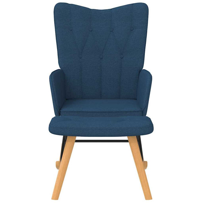 Scaun balansoar cu taburet, albastru, textil WALTI