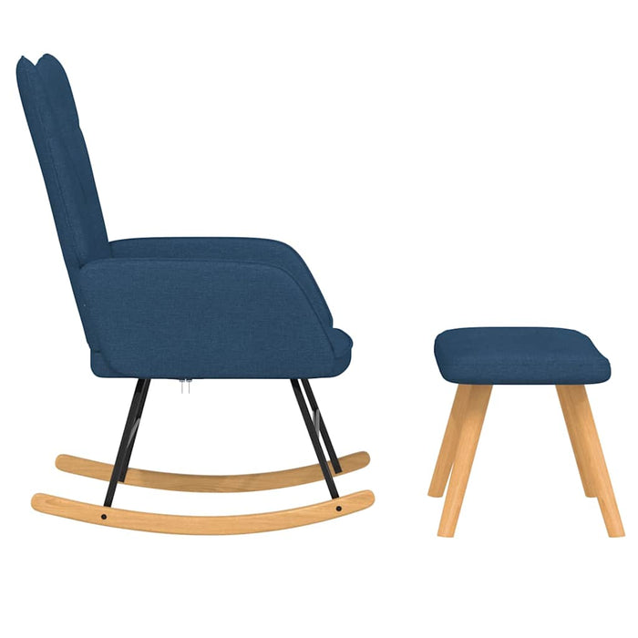 Scaun balansoar cu taburet, albastru, textil WALTI