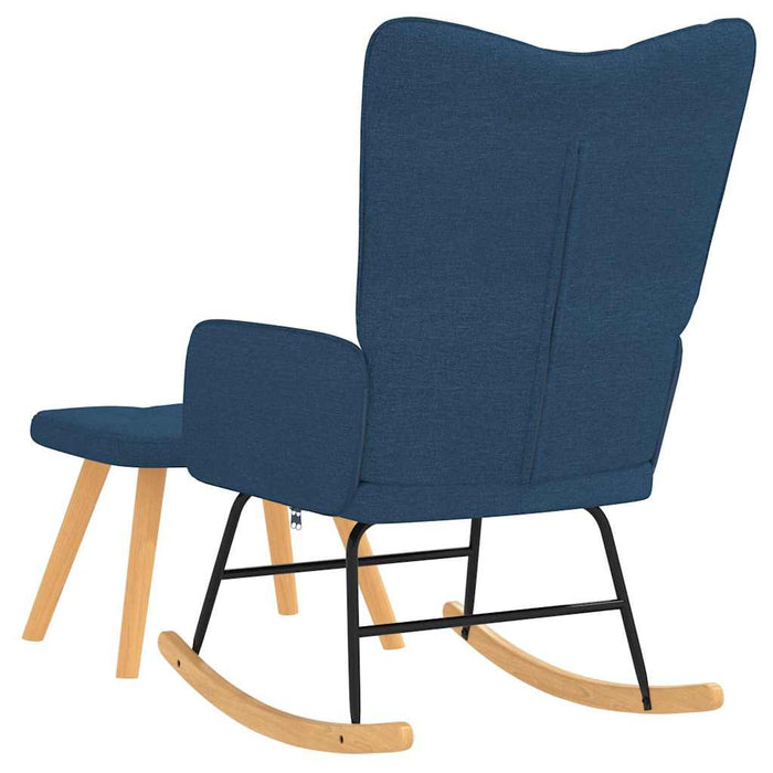 Scaun balansoar cu taburet, albastru, textil WALTI