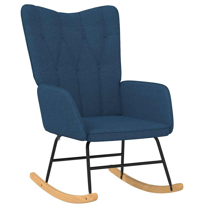 Scaun balansoar cu taburet, albastru, textil WALTI
