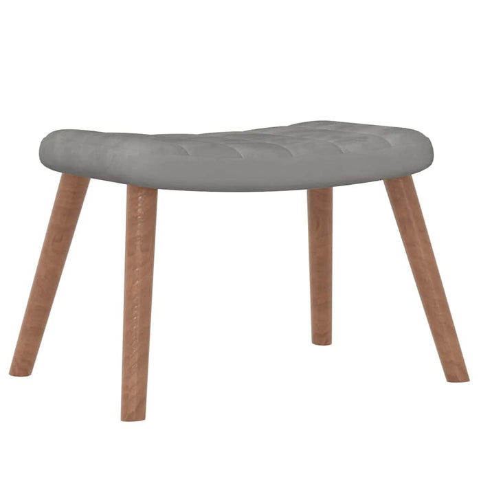 Scaun de relaxare cu taburet, gri deschis, catifea - WALTI WALTI