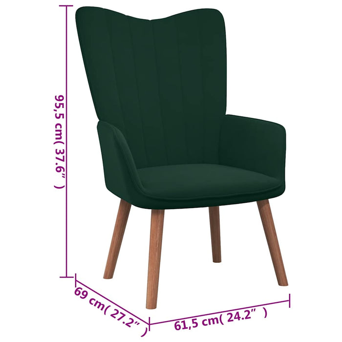 Scaun de relaxare cu taburet, verde închis, catifea - WALTI WALTI