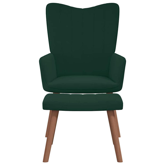 Scaun de relaxare cu taburet, verde închis, catifea - WALTI WALTI