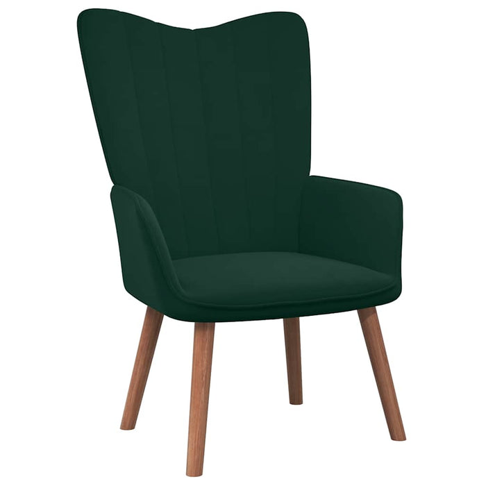 Scaun de relaxare cu taburet, verde închis, catifea - WALTI WALTI