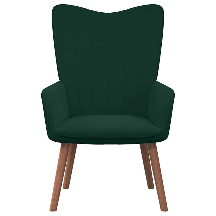 Scaun de relaxare cu taburet, verde închis, catifea - WALTI WALTI