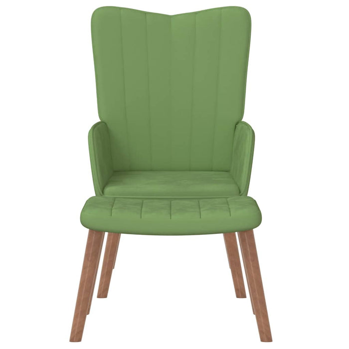 Scaun de relaxare cu taburet, verde deschis, catifea WALTI