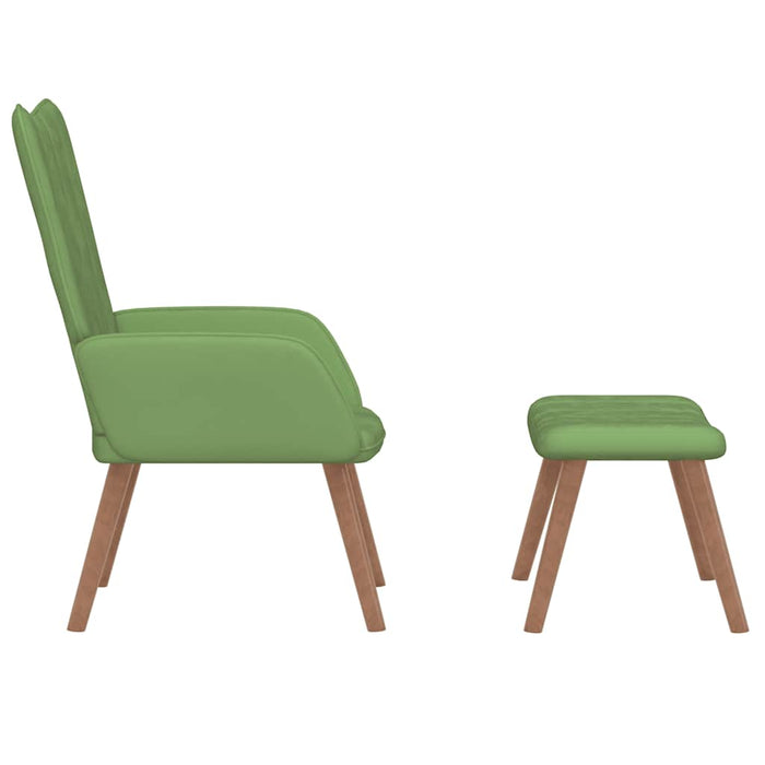 Scaun de relaxare cu taburet, verde deschis, catifea WALTI