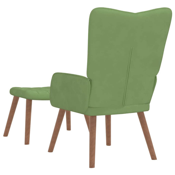 Scaun de relaxare cu taburet, verde deschis, catifea WALTI