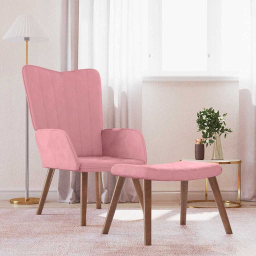 Scaun de relaxare cu taburet, roz, catifea - WALTI WALTI