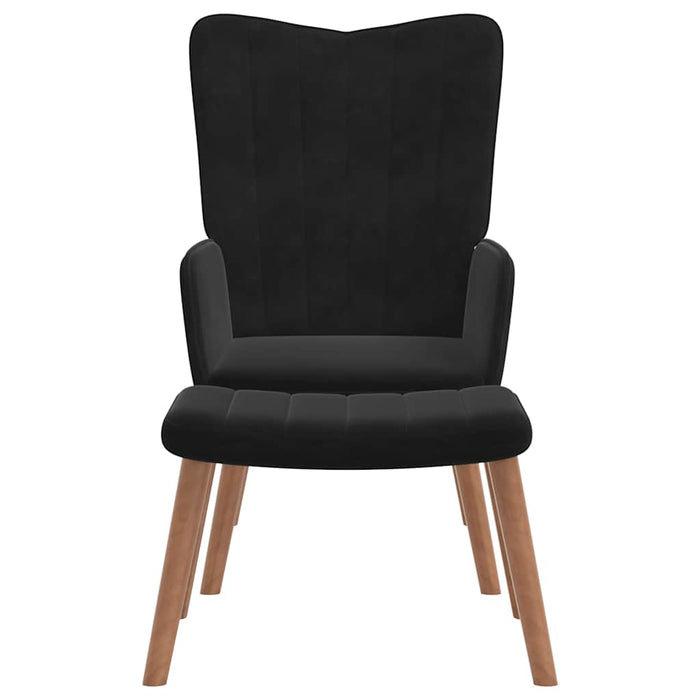 Scaun de relaxare cu taburet, negru, catifea - WALTI WALTI