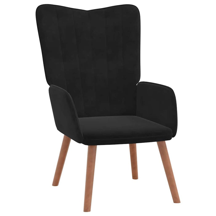 Scaun de relaxare cu taburet, negru, catifea - WALTI WALTI