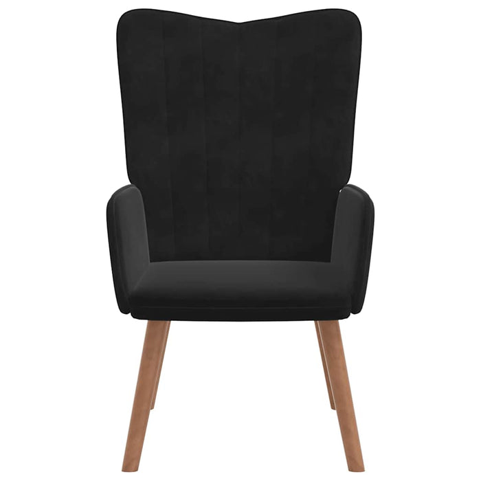 Scaun de relaxare cu taburet, negru, catifea - WALTI WALTI