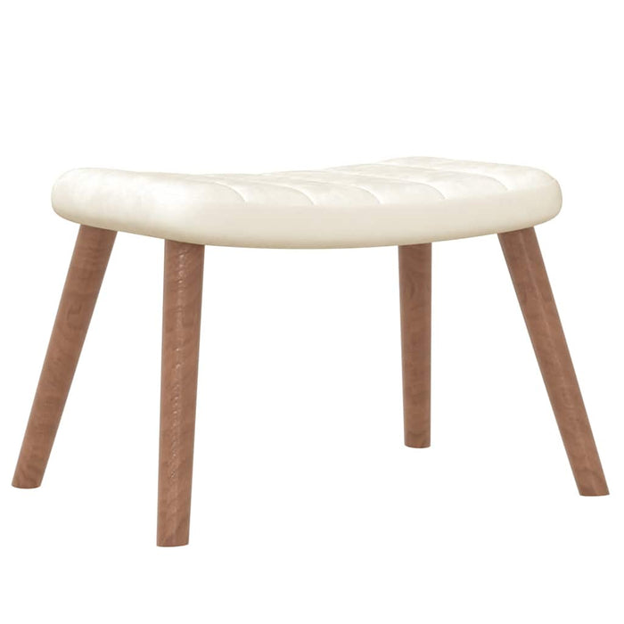 Scaun de relaxare cu taburet, alb crem, catifea WALTI
