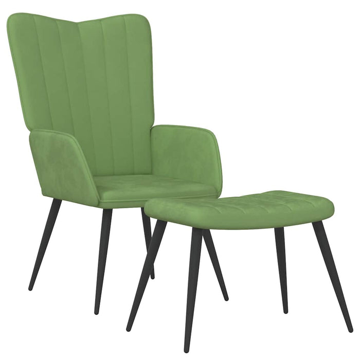 Scaun de relaxare cu taburet, verde deschis, catifea WALTI